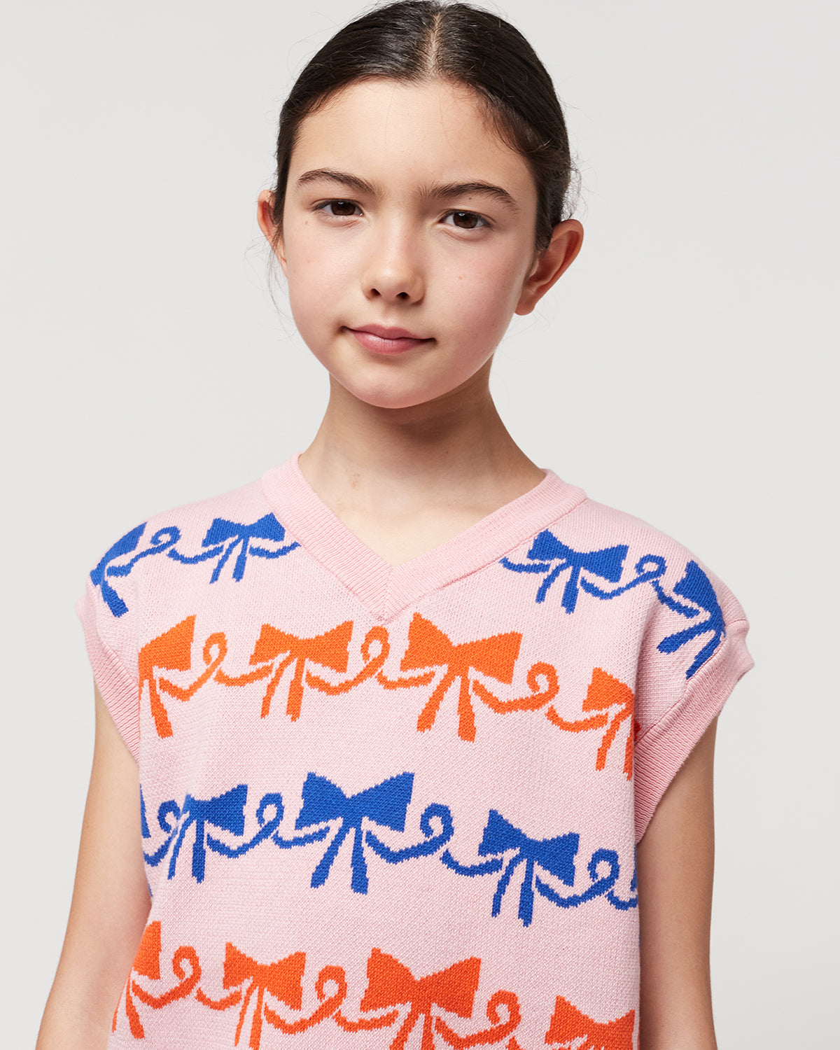 RIBBON BOW ALL OVER JACQUARD VEST