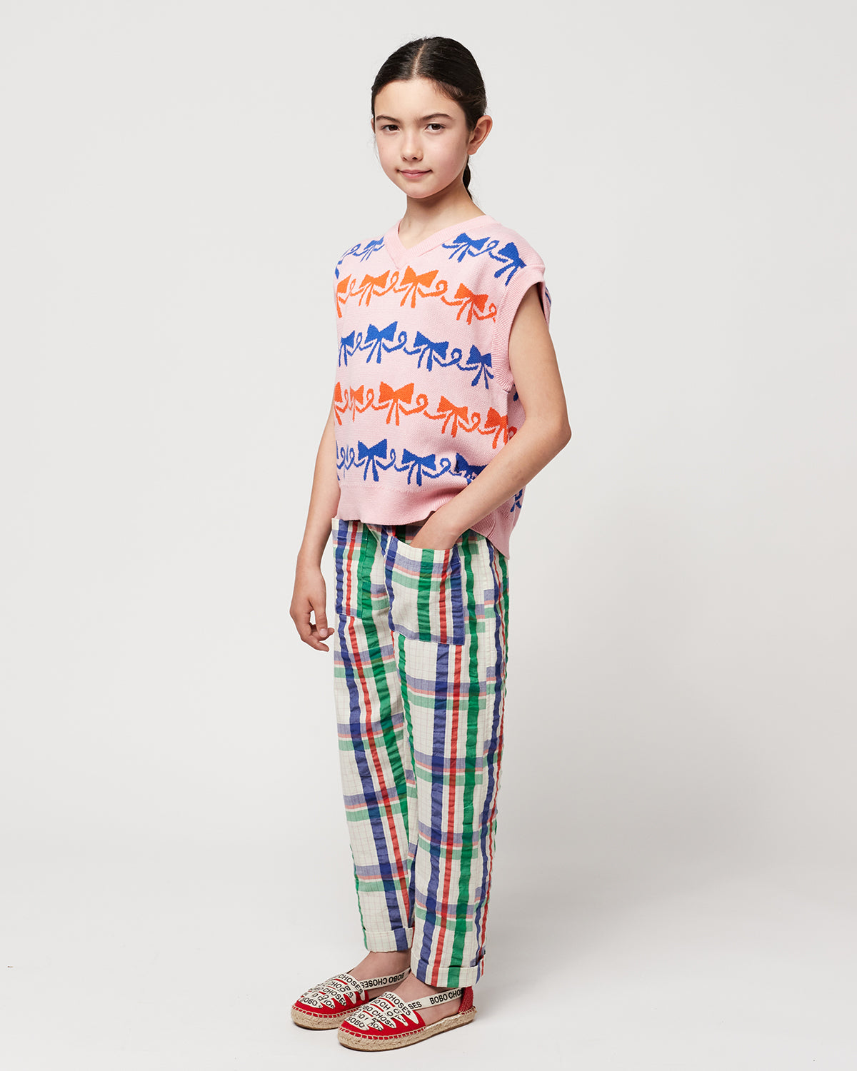 RIBBON BOW ALL OVER JACQUARD VEST
