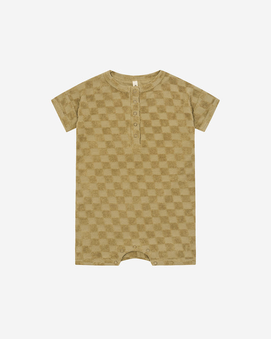 DUSKY CHECKBOARD TERRY BEACH ROMPER