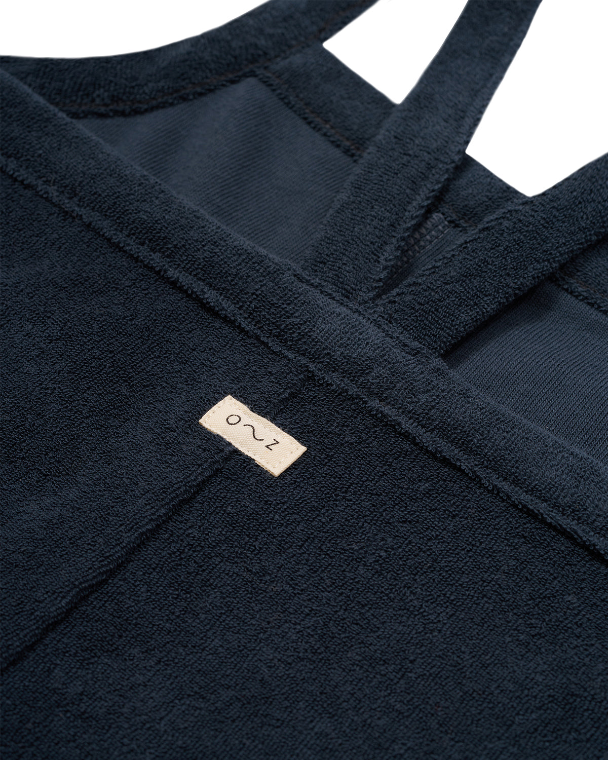 NAVY TERRY CROPPED DUNGAREES