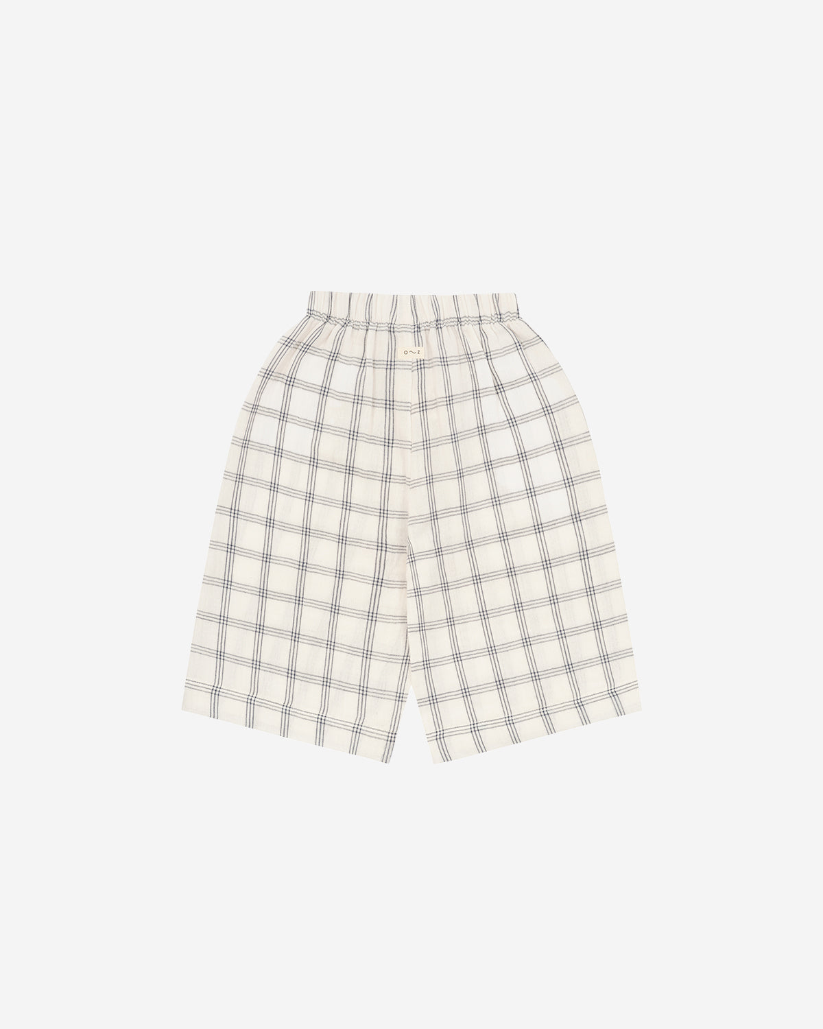 NAVY WINDOW CHECK WIDE LEG PANTS