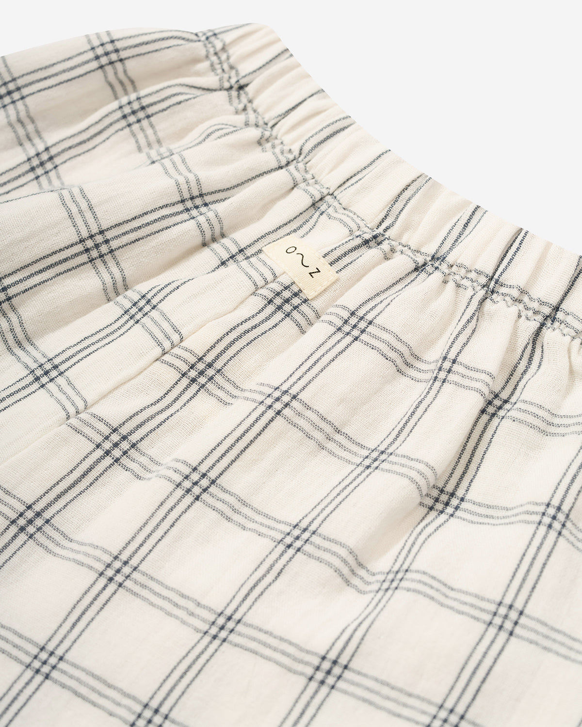 NAVY WINDOW CHECK WIDE LEG PANTS