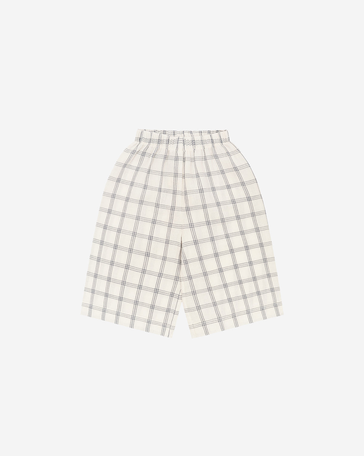 NAVY WINDOW CHECK WIDE LEG PANTS
