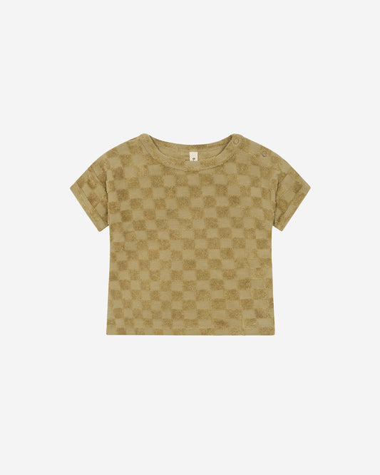 DUSKY CHECKBOARD TERRY BOXY T-SHIRT
