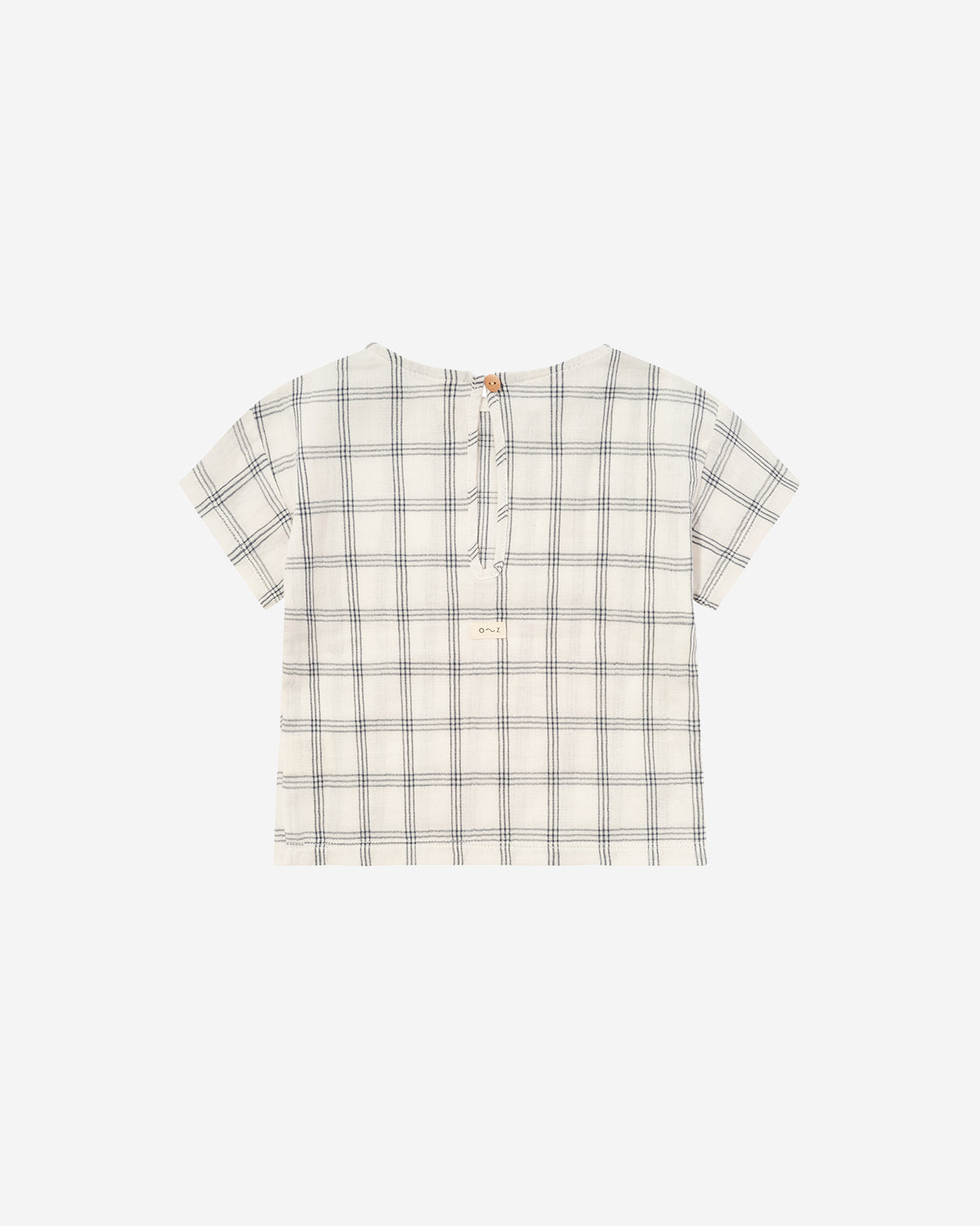 NAVY WINDOW CHECK BOXY T-SHIRT