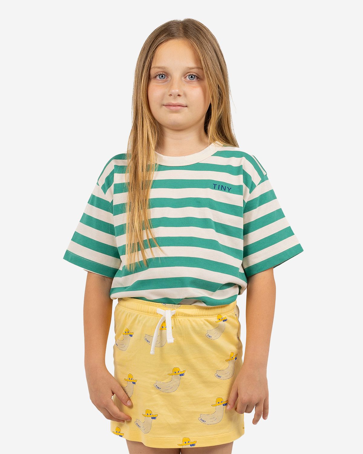 STRIPES TEE DARK - EMERALD/LIGHT CREAM