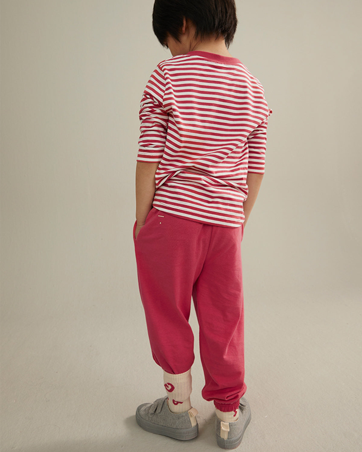 PULL-ON JERSEY TROUSERS GOTS - CHERRY