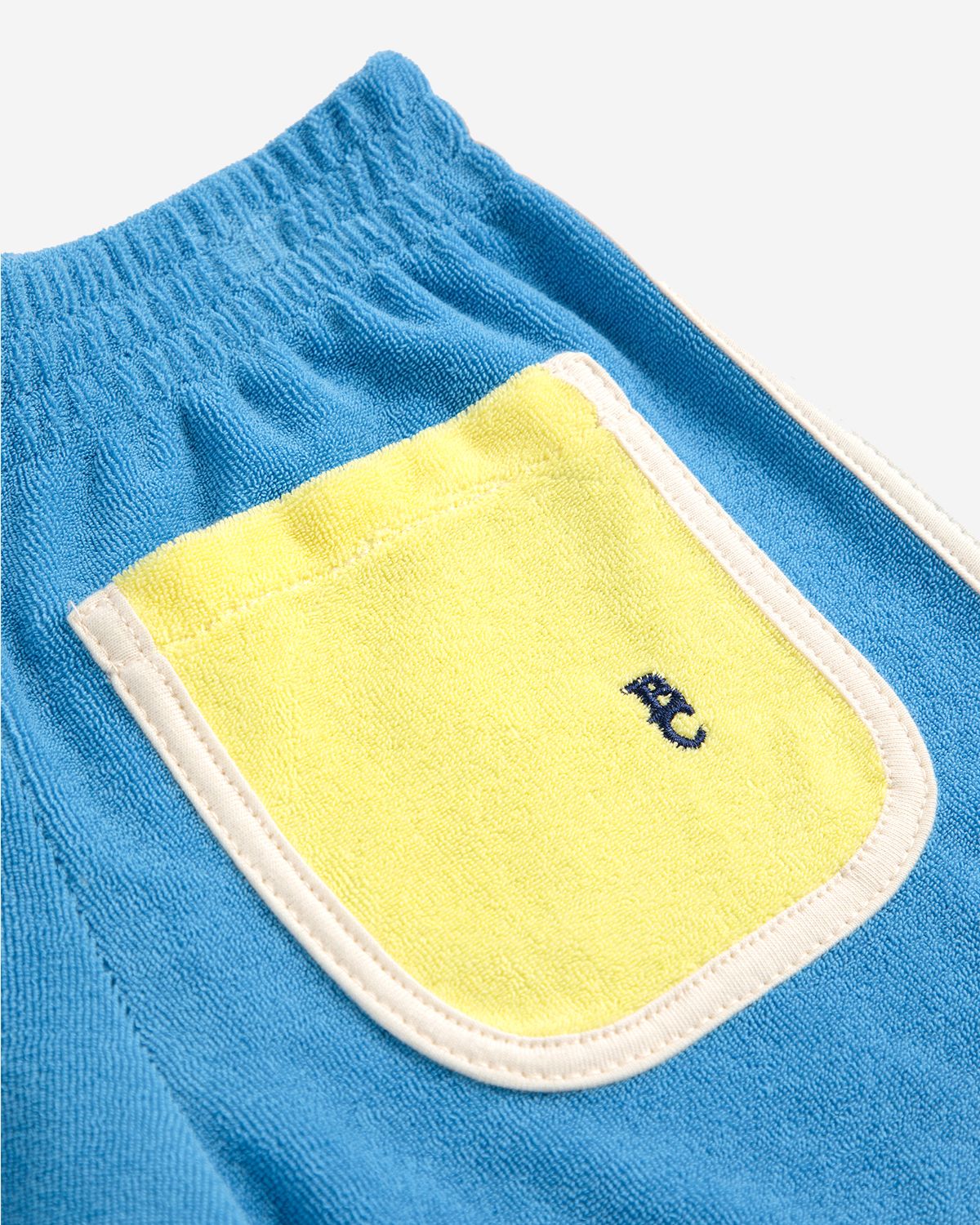BLUE COLOR BLOCK TERRY CLOTH SHORTS - LIGHT BLUE