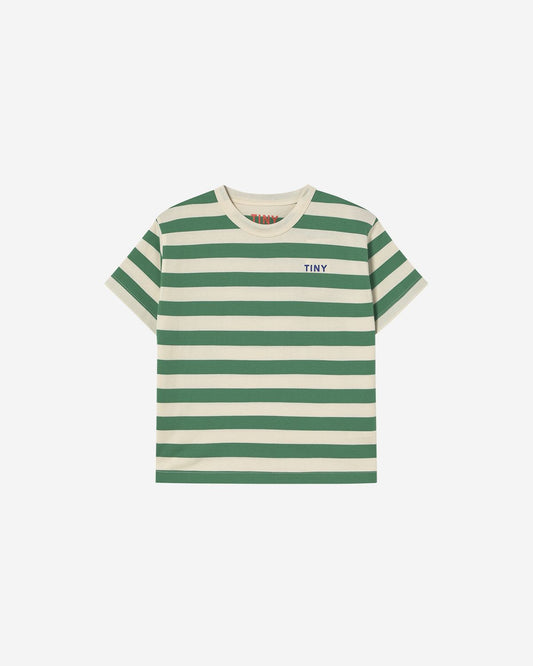 STRIPES TEE DARK - EMERALD/LIGHT CREAM