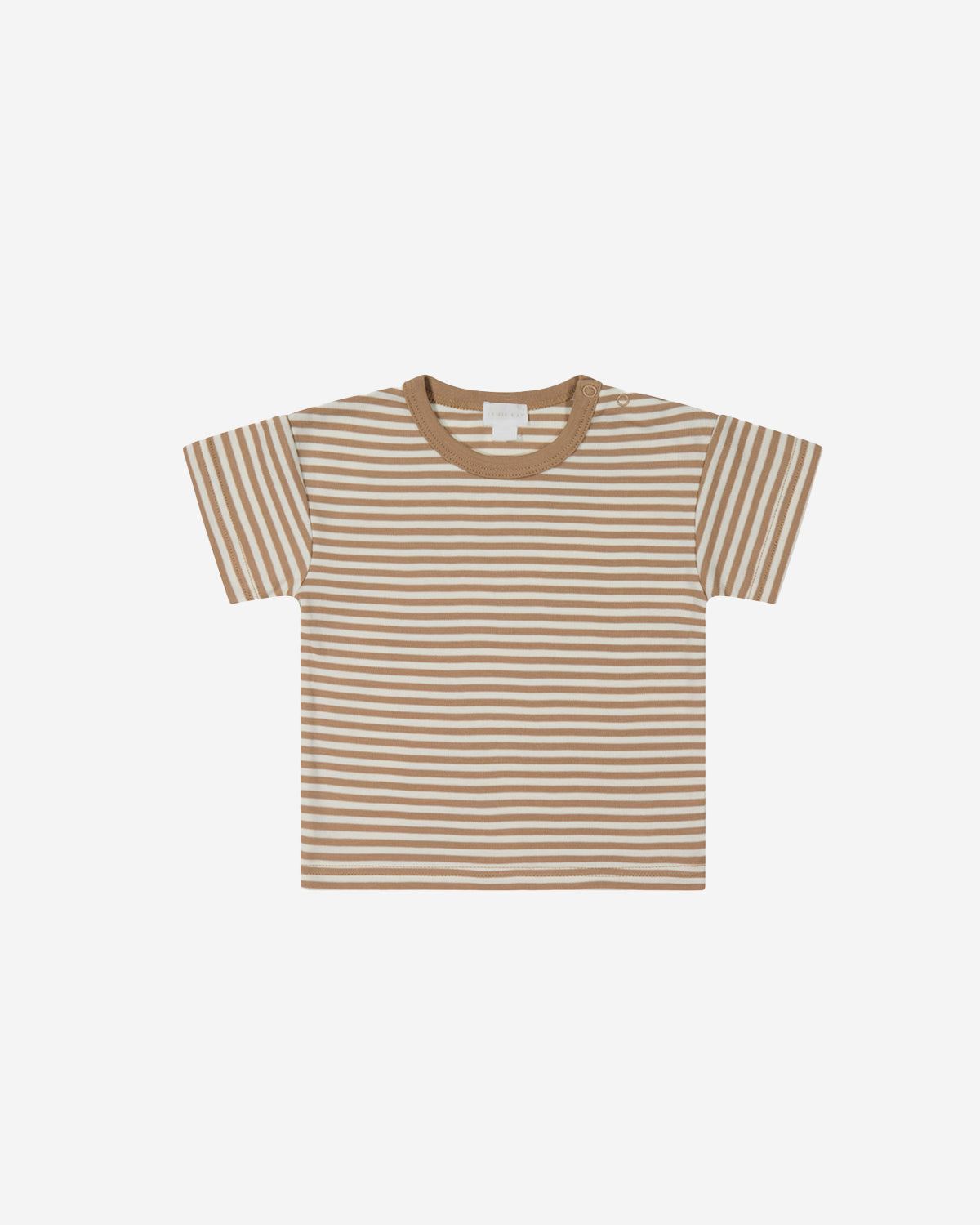 PIMA COTTON HUNTER TEE - NARROW STRIPE CAFE AU LAIT