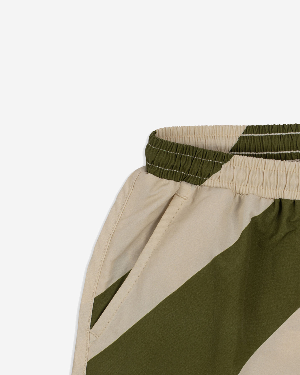 ASNOU SWIM SHORTS - DARK OLIVE/CREAMY WHITE