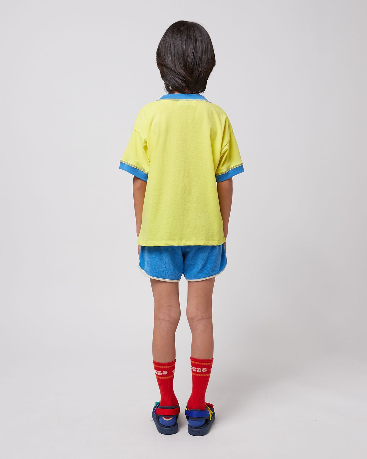 BLUE COLOR BLOCK TERRY CLOTH SHORTS - LIGHT BLUE