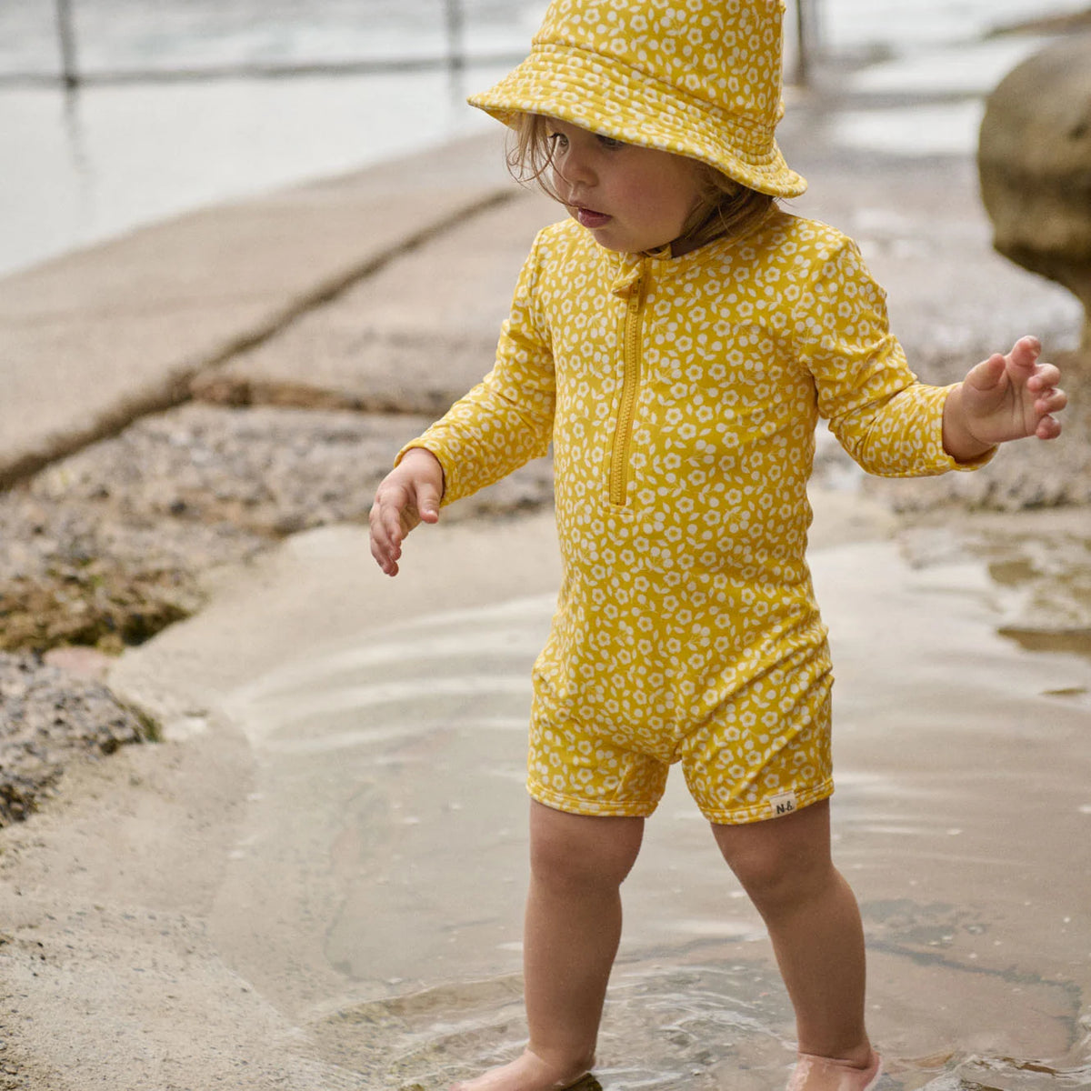 ONE PIECE BATHING TRUNKS - KITCHEN GARDEN FREESIA PRINT