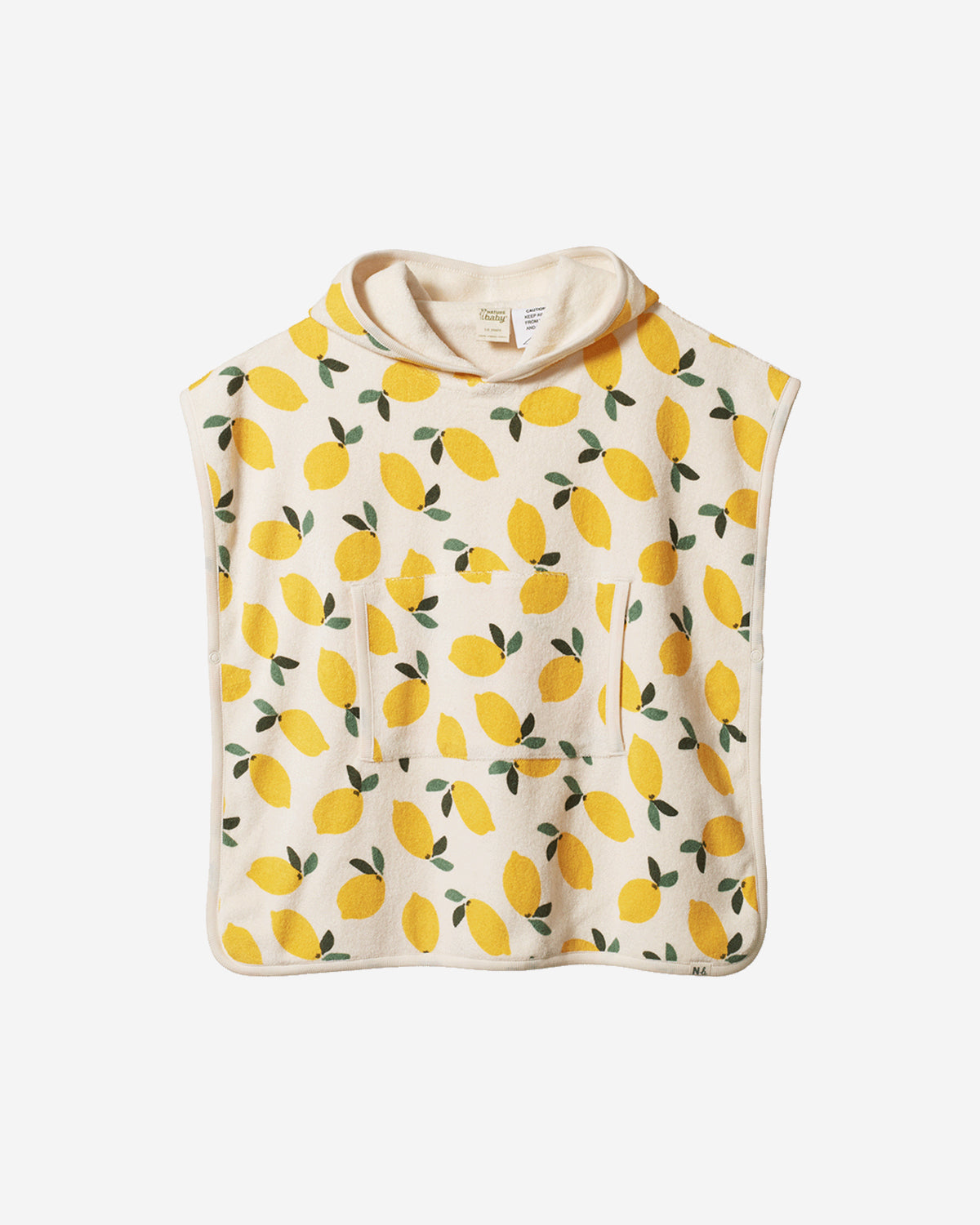 ORG COTTON PONCHO TOWEL - LEMON PRINT TERRY