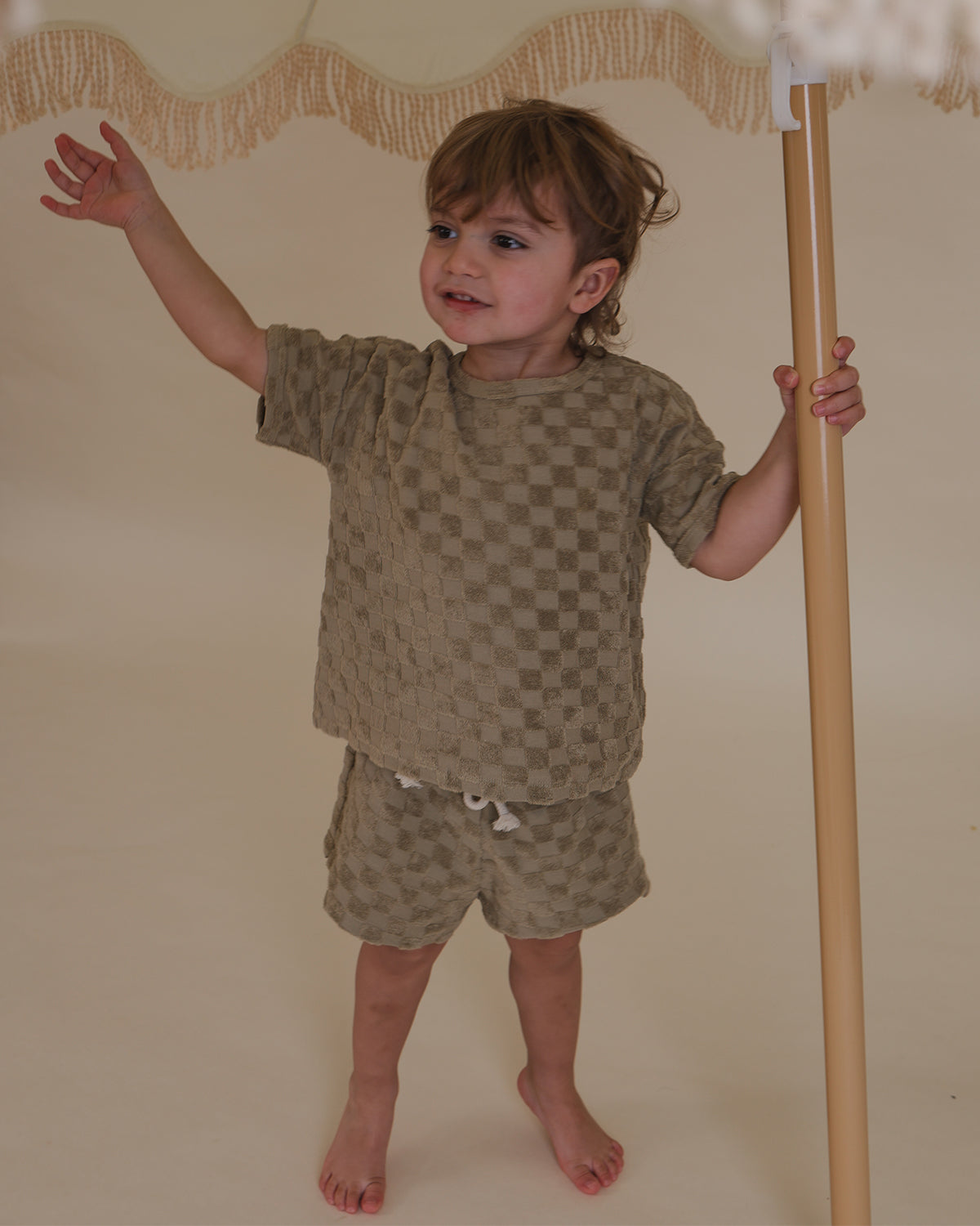 DUSKY CHECKBOARD TERRY ROPE SHORTS