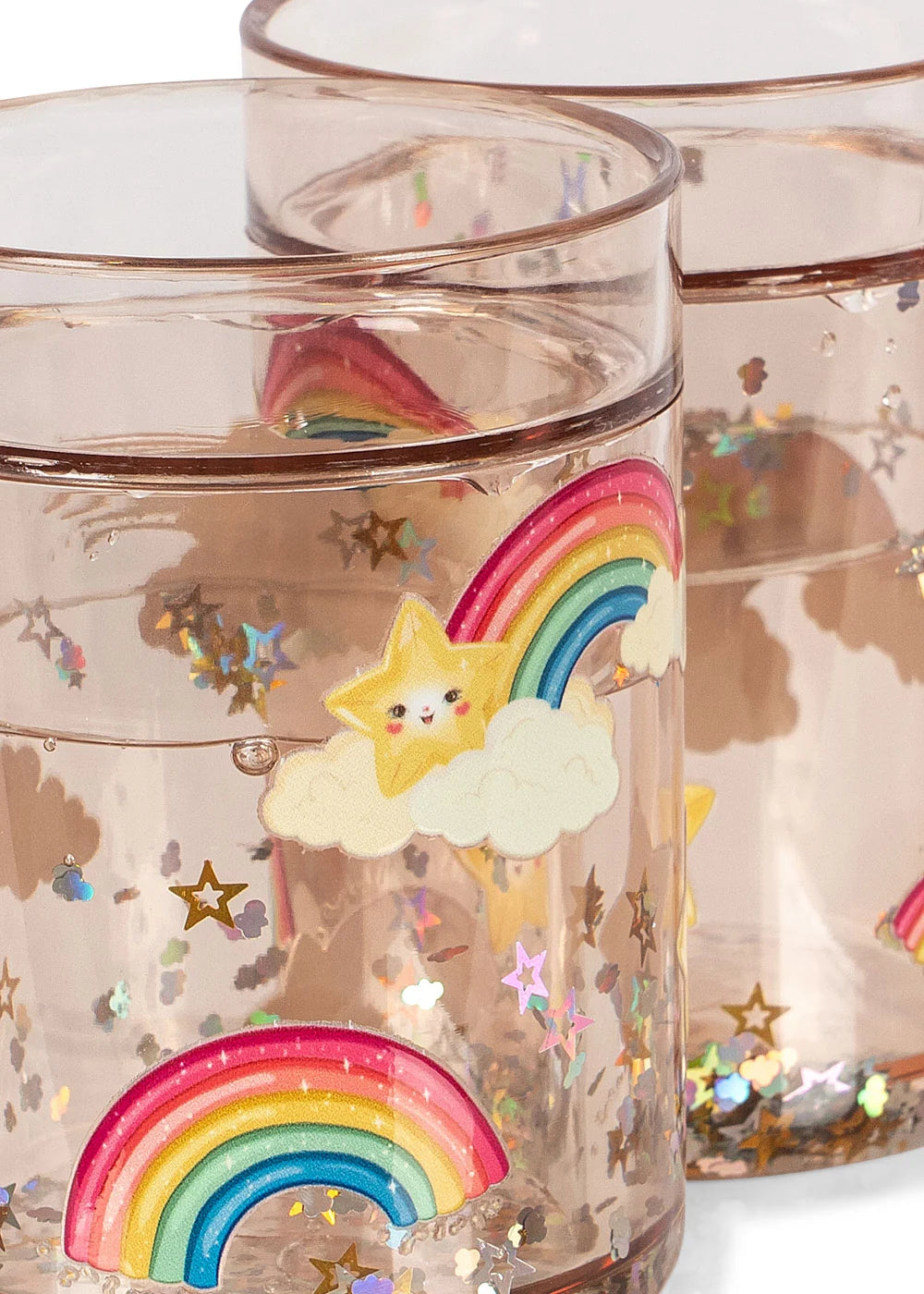 2 PACK GLITTER CUPS- RAINBOW