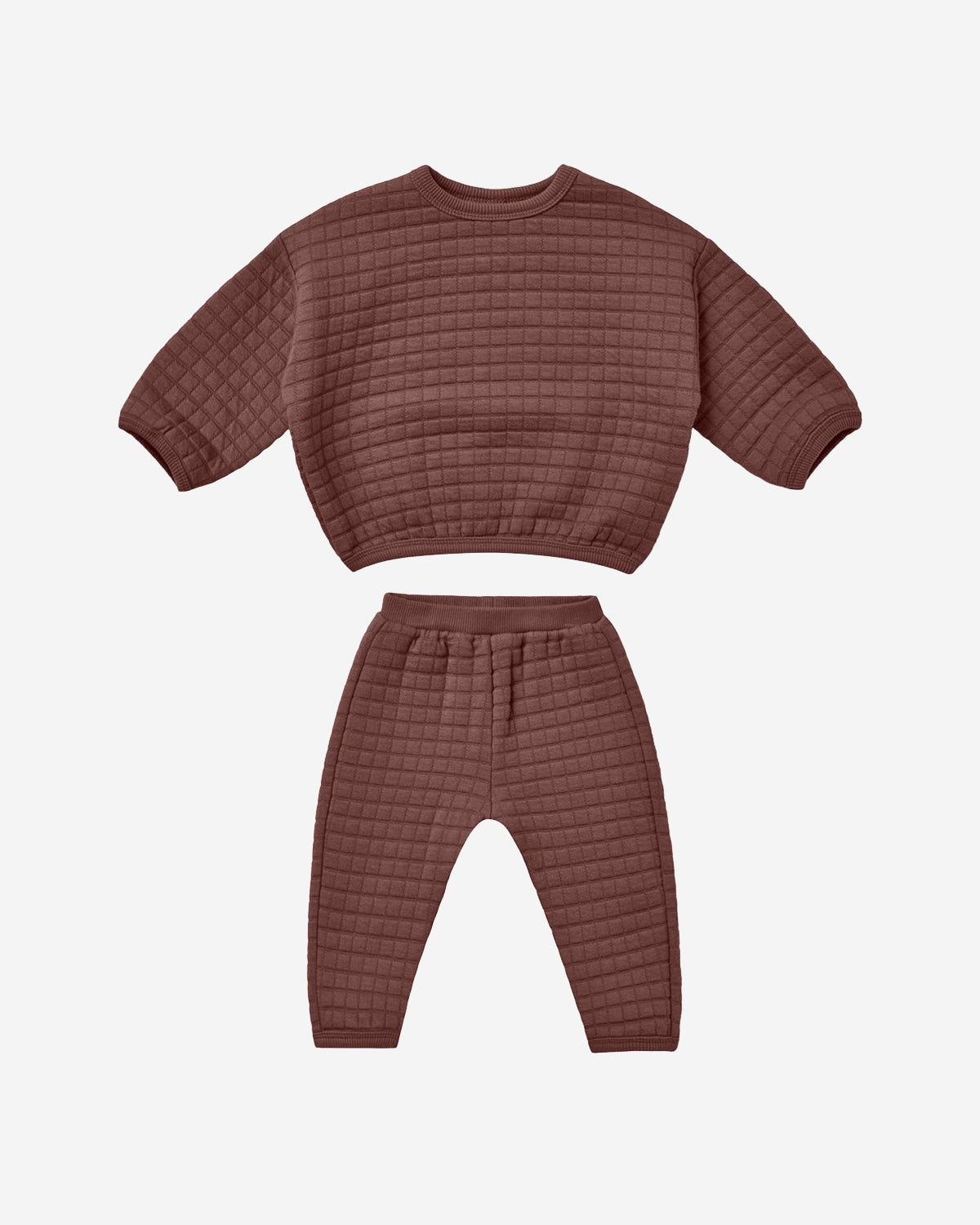 QUILTED SWEATER & PANT SET - PLUM