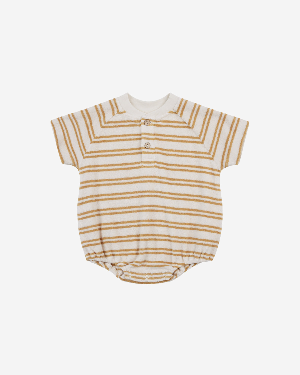 TERRY HENLEY ROMPER - HONEY STRIPE