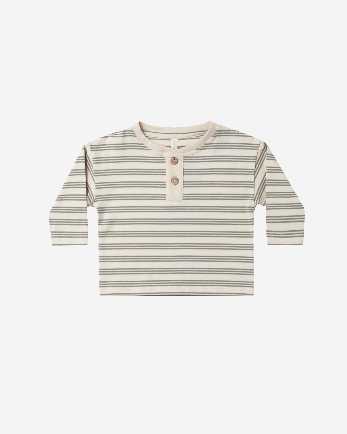 LONG SLEEVE HENLEY TEE - BASIL STRIPE