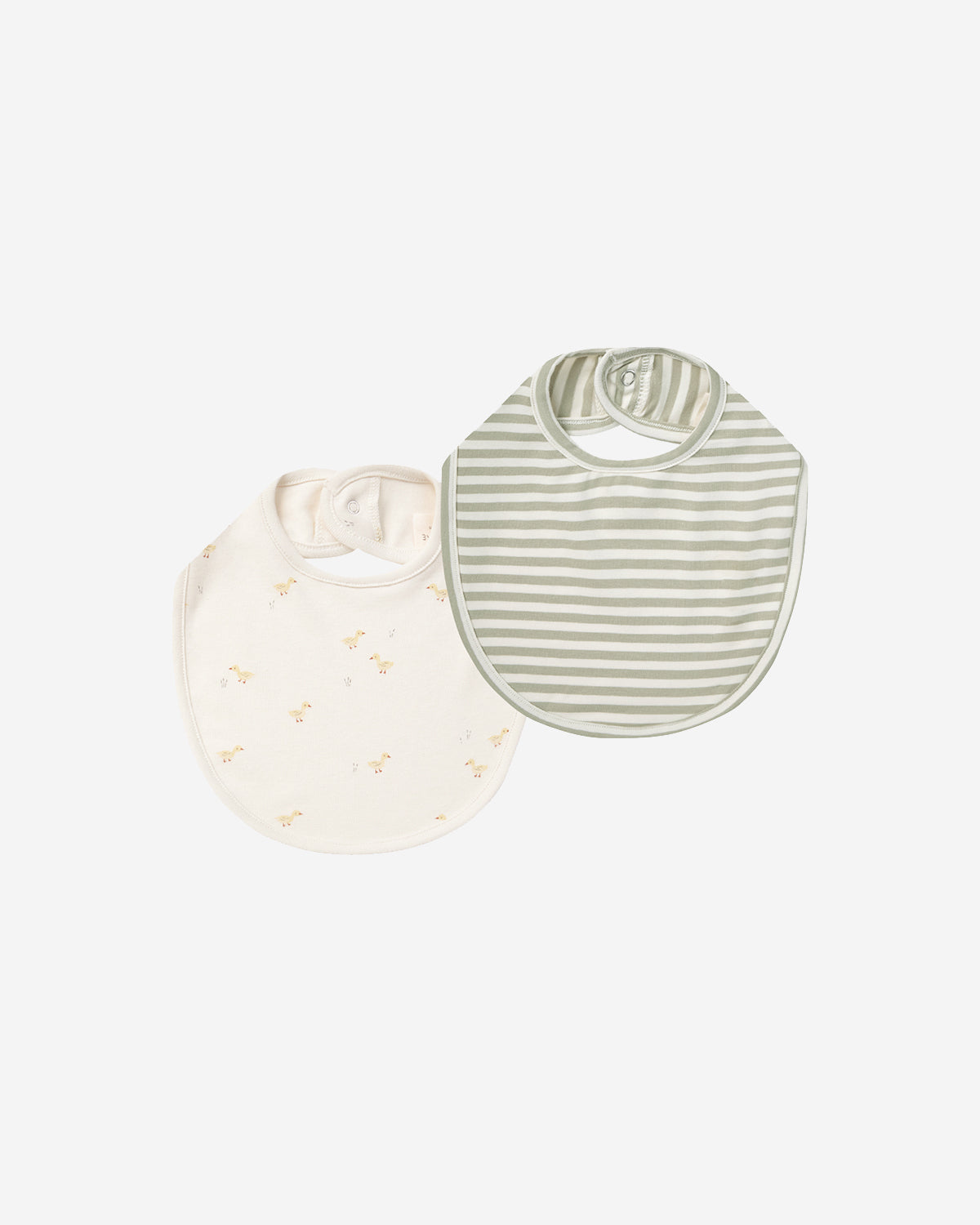 JERSEY SNAP BIB - DUCKS, SAGE STRIPE