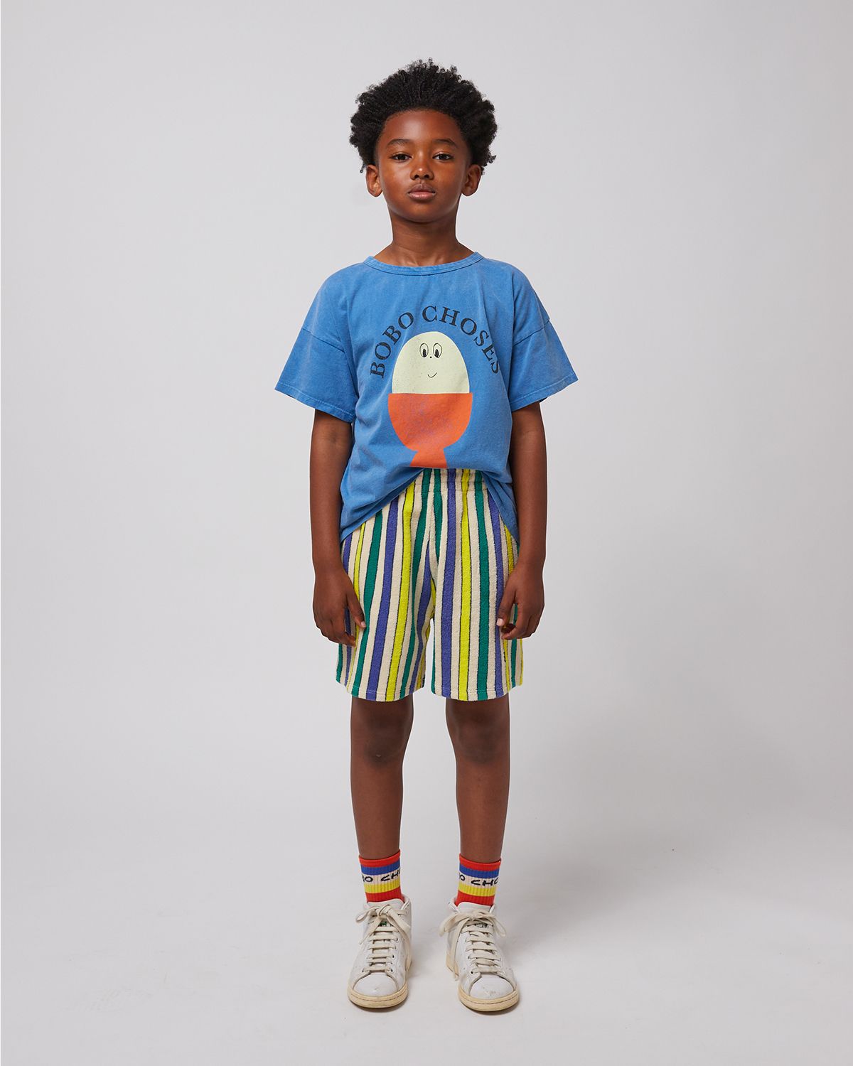 MULTICOLOR STRIPES TERRY CLOTH BERMUDA SHORTS