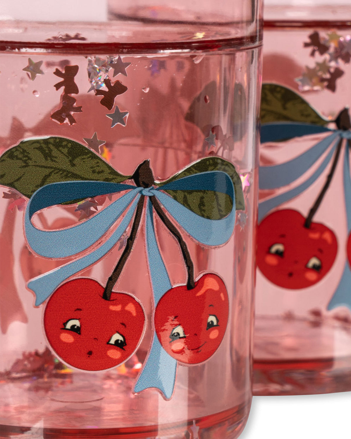 2 PACK GLITTER CUPS-CHERRY BOW