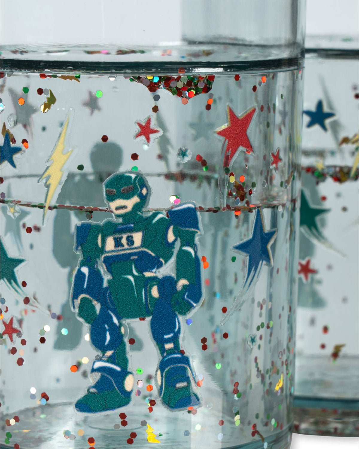 2 PACK GLITTER CUPS-HERO ROBOT