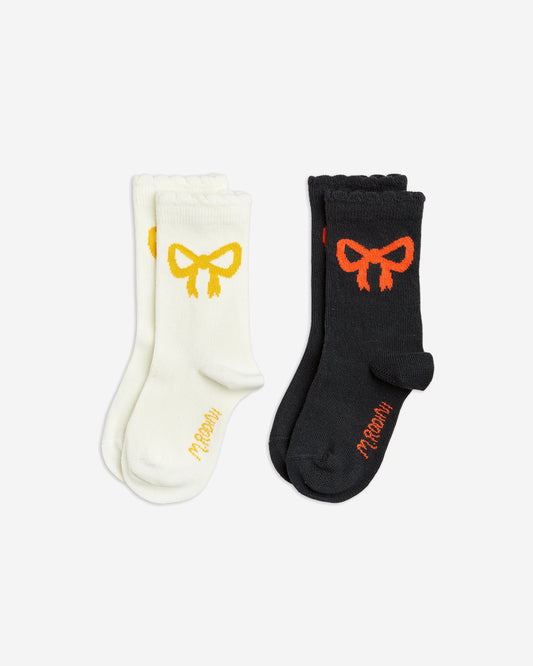 BOW SCALLOP 2PACK SOCKS