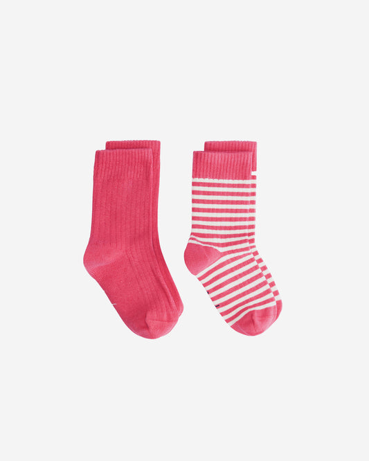 RIBBED SOCKS GOTS | 2-PACK - CHERRY & CREAM