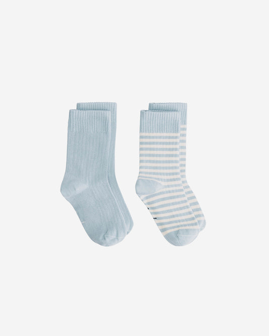 RIBBED SOCKS GOTS | 2-PACK - SKY & CREAM