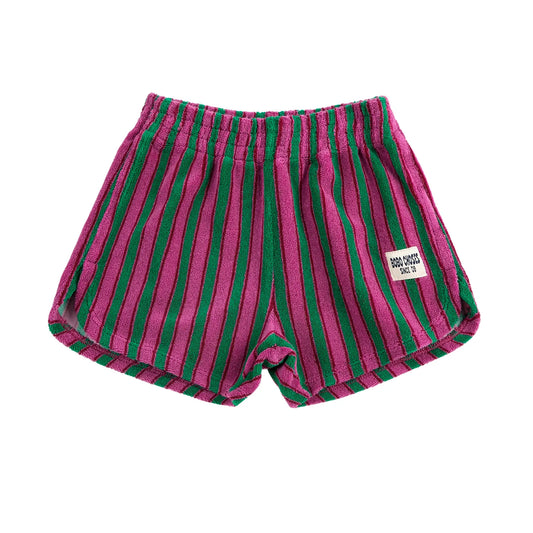 STRIPED TERRY CLOTH SHORTS - PRUPLE