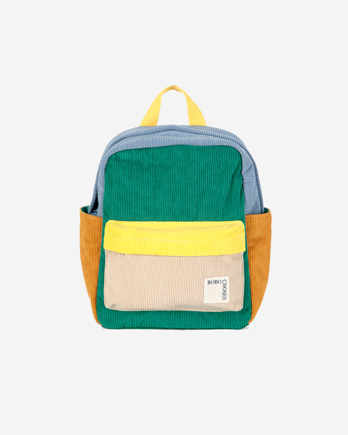 COLOR BLOCK PADDED CORDUROY SCHOOL BAG