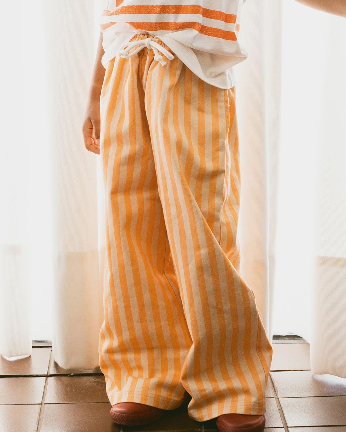 STRIPES WOVEN PANT vanilla/papaya