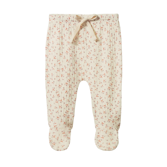 FOOTED ROMPERS POINTELLE - DANDELION PRINT