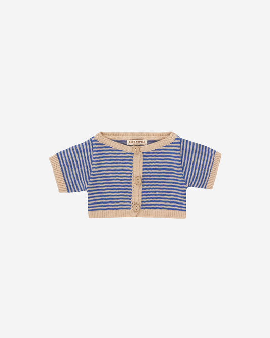 GOMMU STRIPES CARDIGAN LIGHT CREAM/BLUE