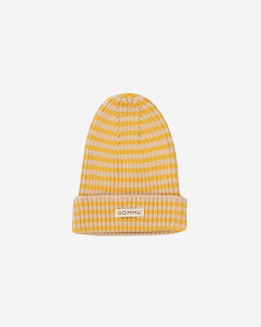 GOMMU BIG STRIPES BEANIE LIGHT CREAM/MUSTARD