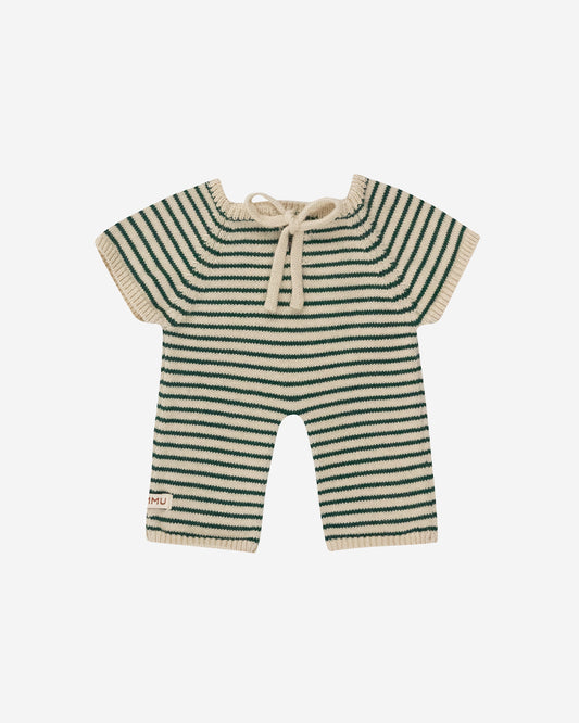 GOMMU FRENCH STRIPES LONG ONE-PIECE SOFT GREEN