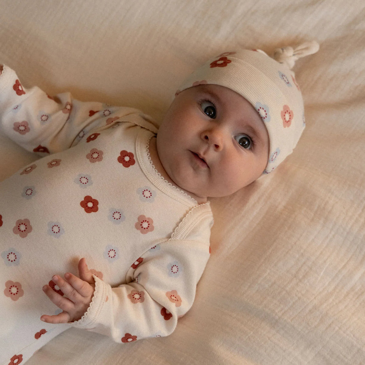 LONG SLEEVE BODYSUIT - PETITE FLORA STAMP PRINT