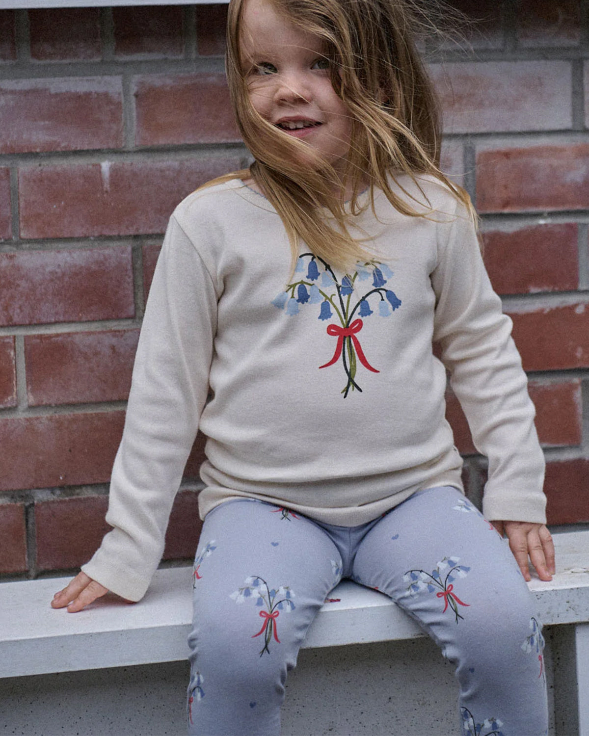 LONG SLEEVE CLOUD TEE - BLUEBELLE NATURAL PRINT