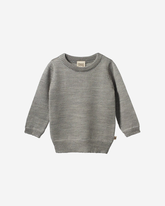 MERINO KNIT PULLOVER - GREY MARL