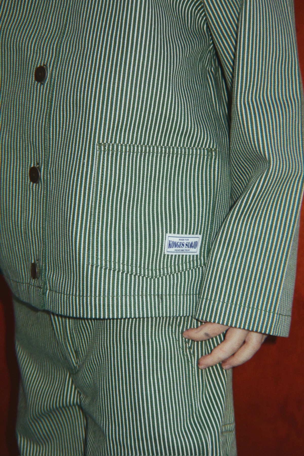 LUC PANTS GOTS - MILK VERTE STRIPE