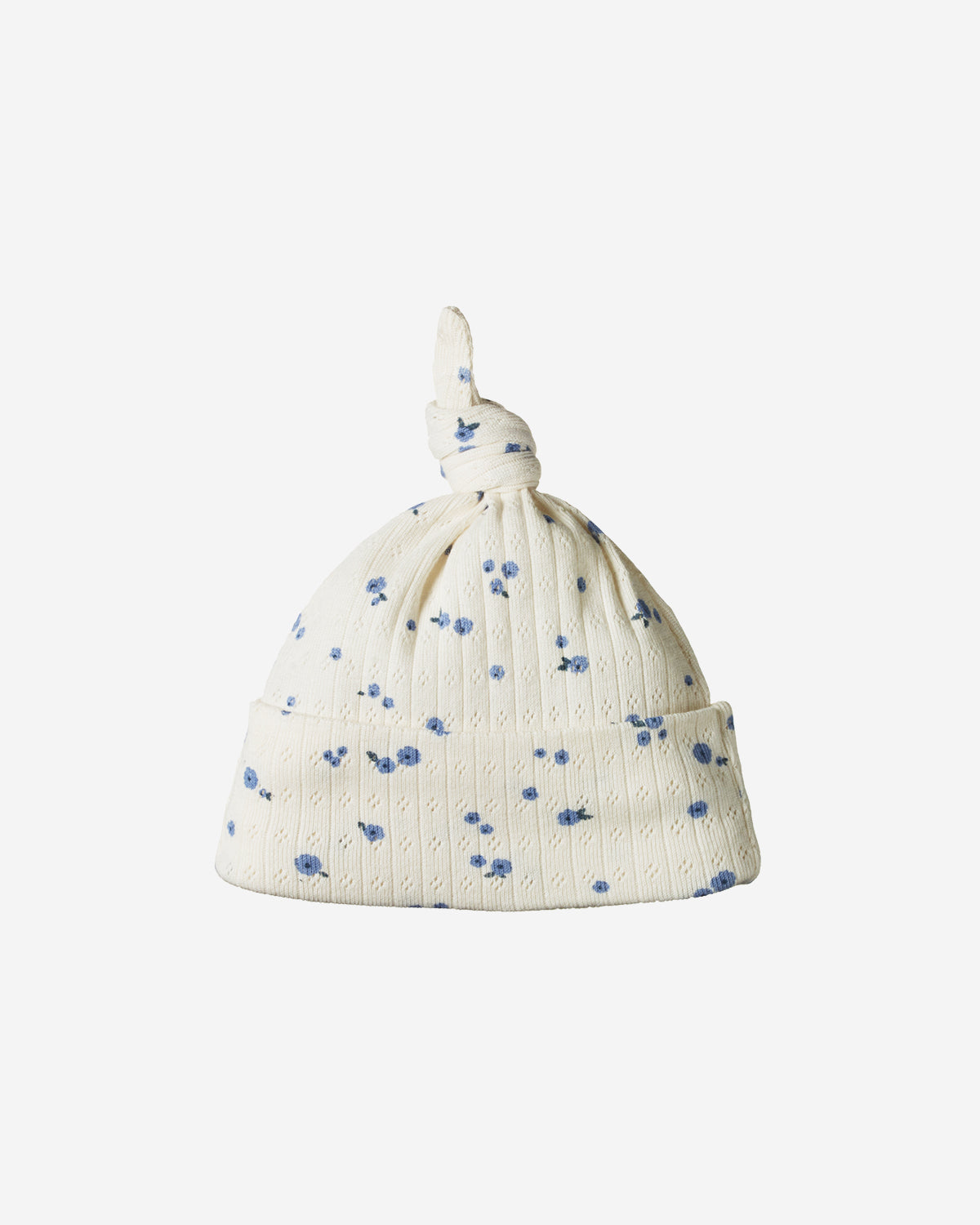 KNOTTED BEANIE POINTELLE - DAISY PRINT