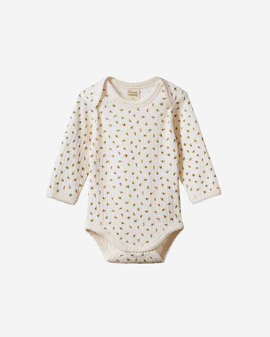 L/S BODYSUIT POINTELLE - TULIP PRINT