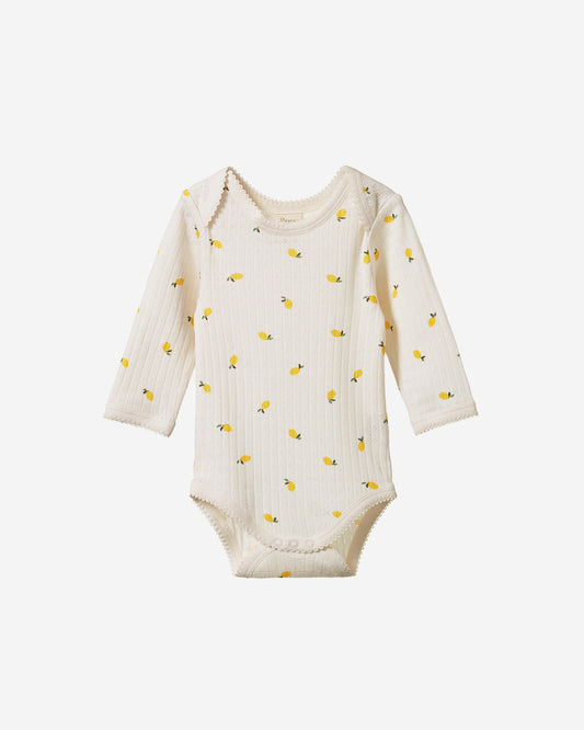 L/S BODYSUIT POINTELLE - LEMON PRINT