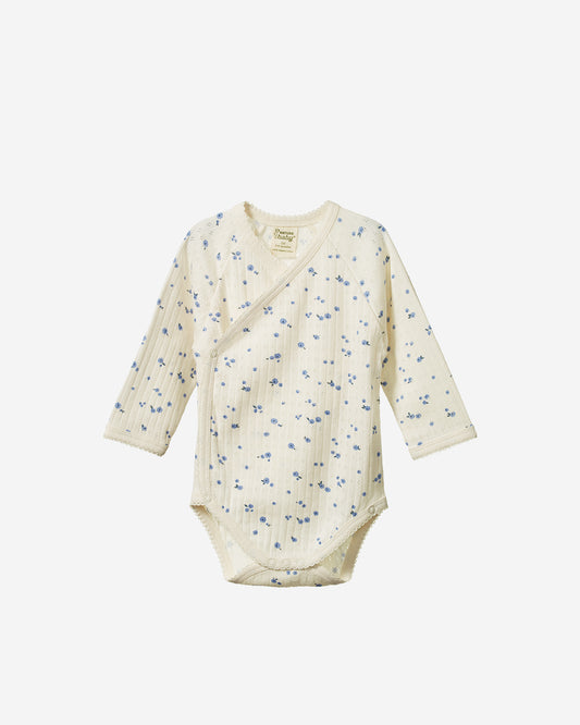 L/S KIMONO BODYSUIT POINTELLE - DAISY PRINT