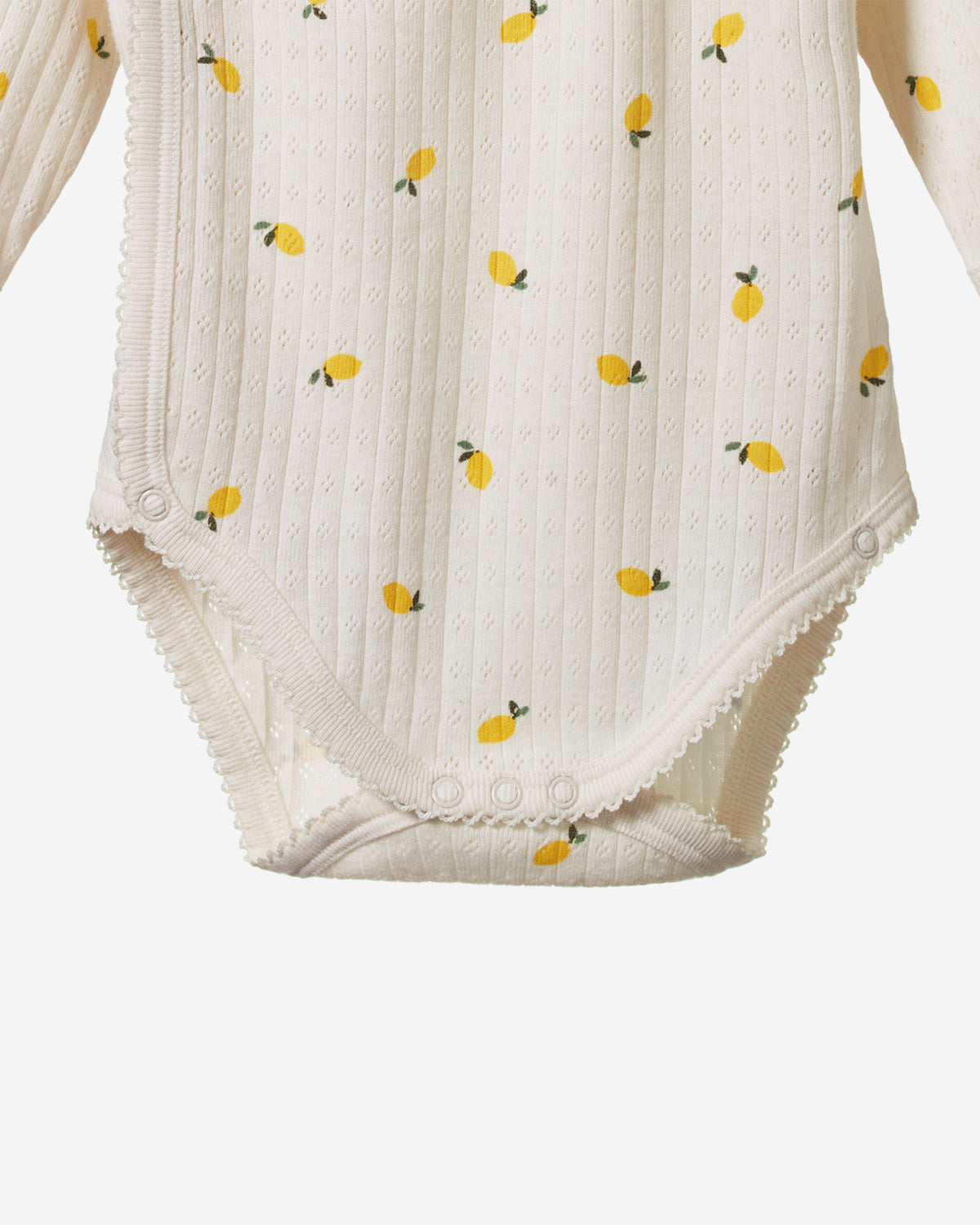 L/S KIMONO BODYSUIT POINTELLE - LEMON PRINT