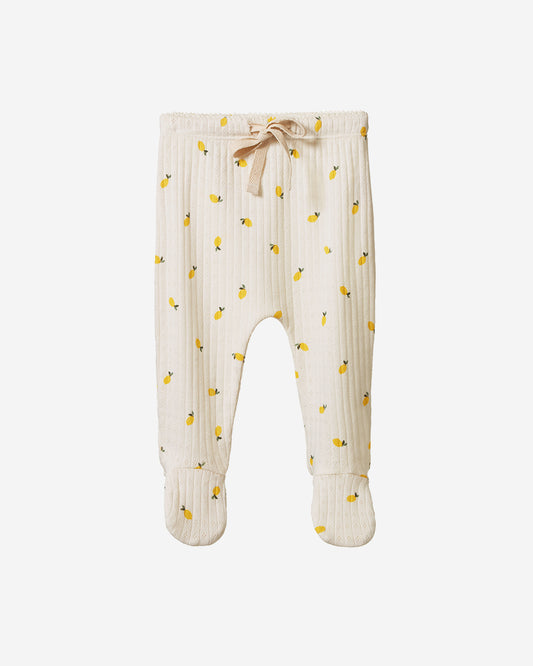 FOOTED ROMPERS POINTELLE - LEMON PRINT