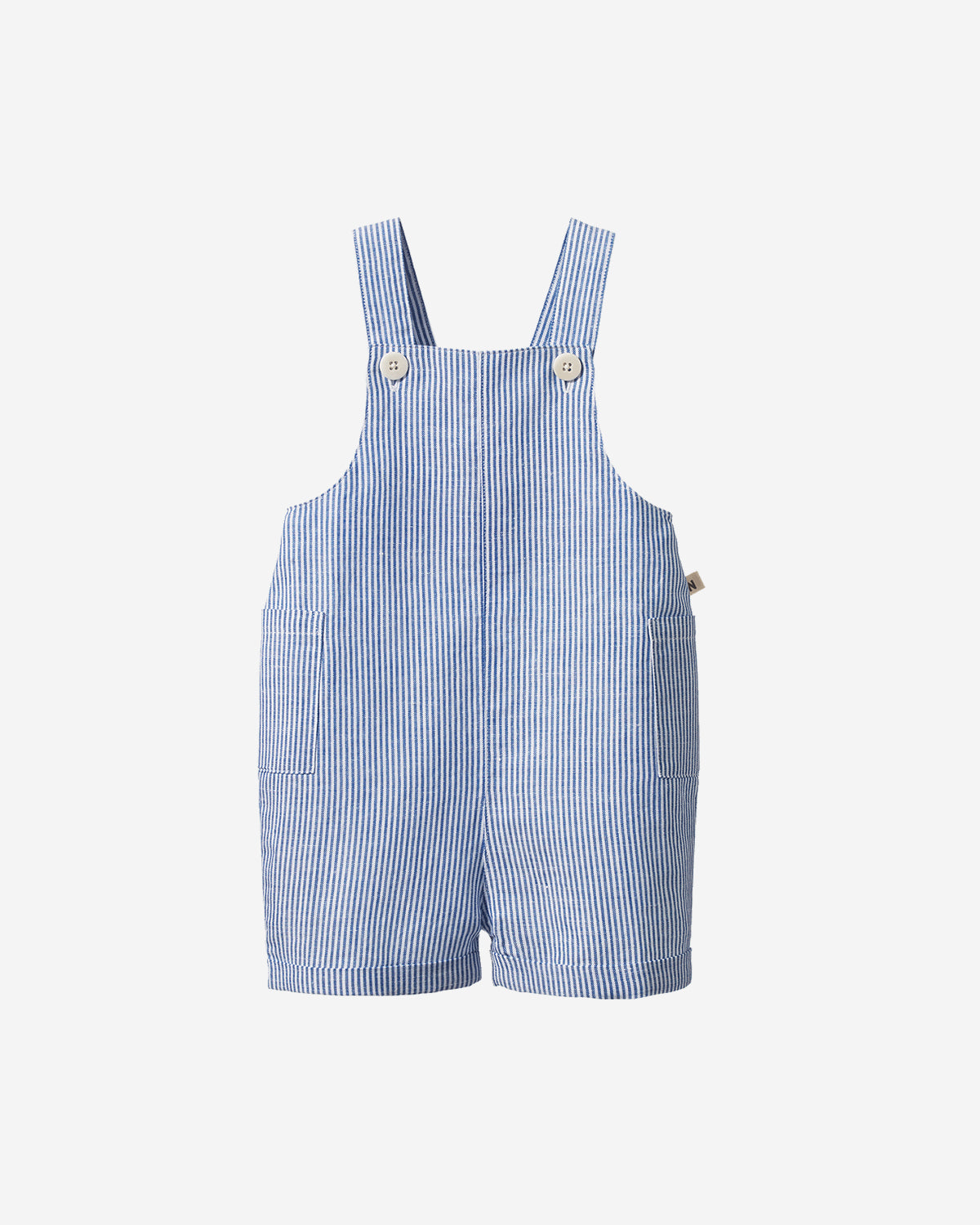 TUCKER SHORTIE OVERALLS LINEN - BLUE STRIPE