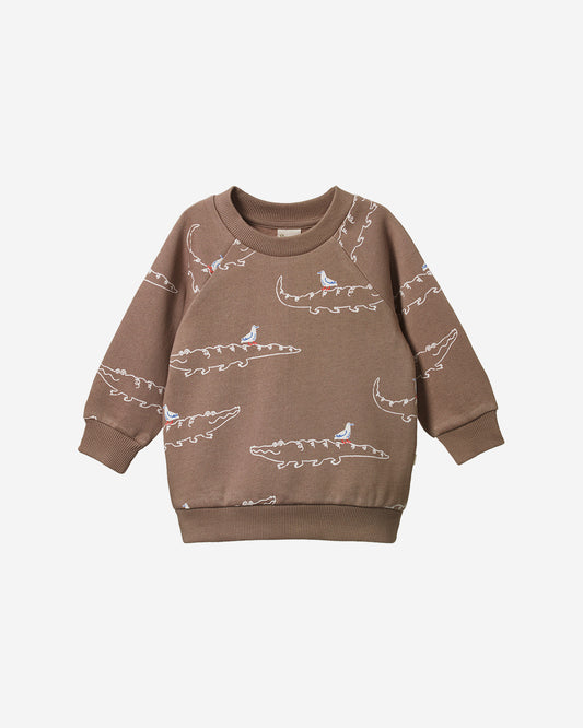 EMERSON SWEATER - CURIOUS CROCODILES PRINT