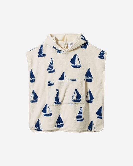 ORG COTTON PONCHO TOWEL - REGATTA PRINT TERRY
